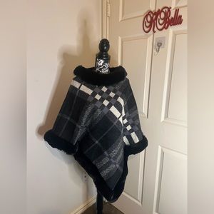 Beautiful Black Striped Cape/Poncho Price is Frim